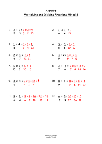 Multiplying And Dividing Fractions Mixed Worksheets | Teaching Resources