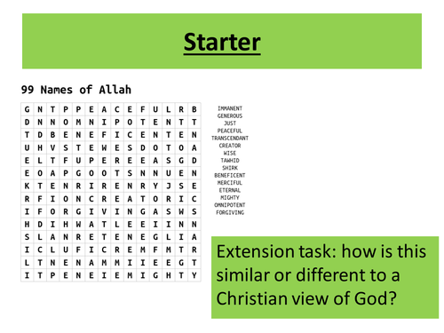 Nature of Allah GCSE