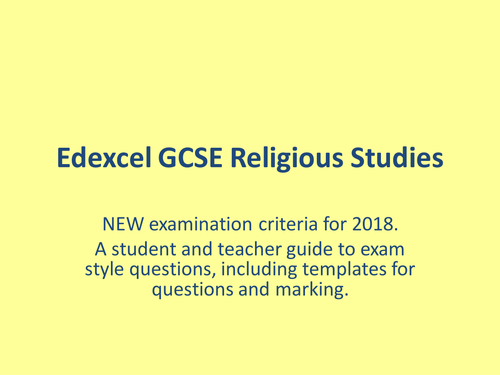Edexcel GCSE Religious Studies 2018 Assessment Criteria