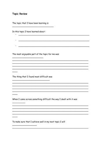 Topic Review Questions/Sentence starters