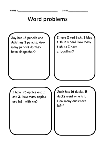Addition and subtraction word problems