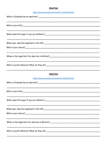 Abortion and Sancity of Life New GCSE Specification