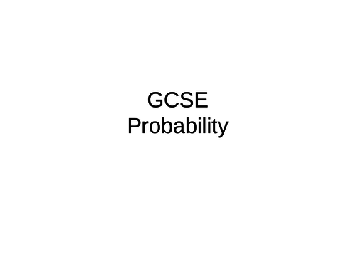 Probability for GCSE