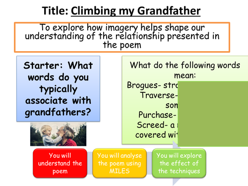 Climbing my grandfather by Andrew Waterhouse poetry lesson