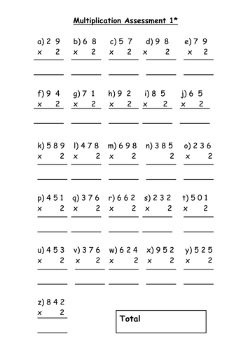 Multiplication assessment task