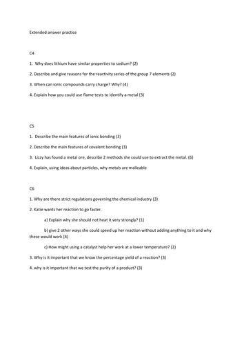 six mark question practise