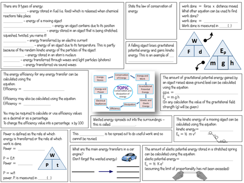 Conservation and Dissipation of energy Summary | Teaching Resources