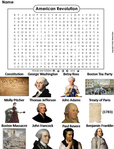 American Revolution Word Search