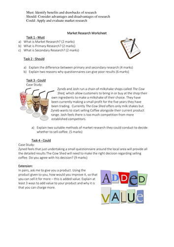 GCSE Business Studies - Market Research