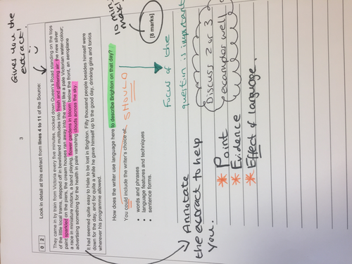 AQA English langauge Paper 1 Annotated question papers to guide students through what to do