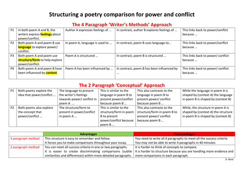 2 ways to structure a comparative essay for AQA power and conflict by ...