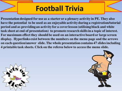 Football Trivia A Research Challenge Teaching Resources