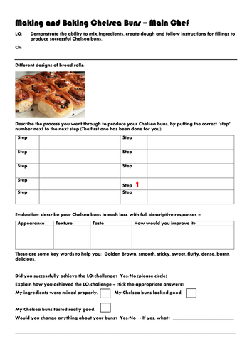Chelsea Bun Recipe and Worksheets - Year 6