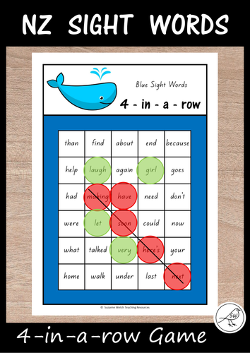 New Zealand Sight Words 4 in a row game Teaching Resources