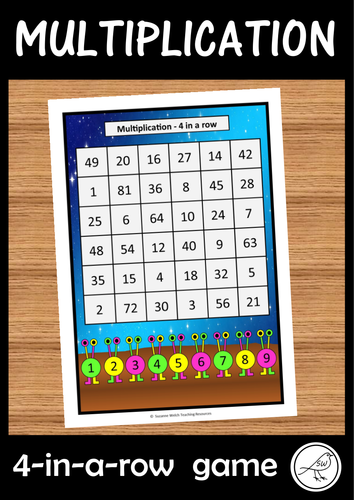 Multiplication Game - 4 in a row (alien theme)