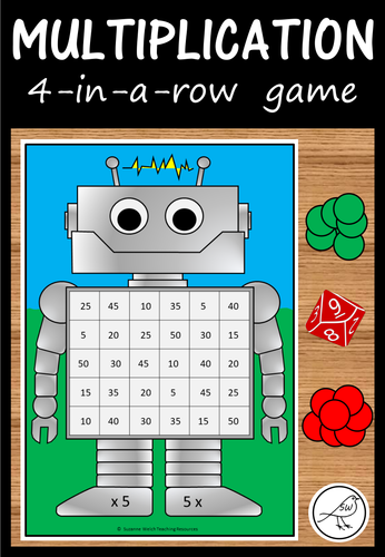 Multiplication Board Game - 4 in a row (robot)