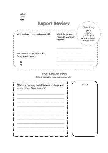 Report review form - helping students progress