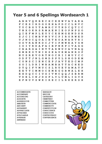 Year 5/6 Statutory Spellings Wordsearches