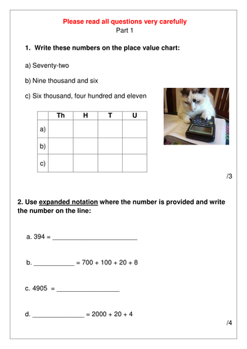 Whole Number Task