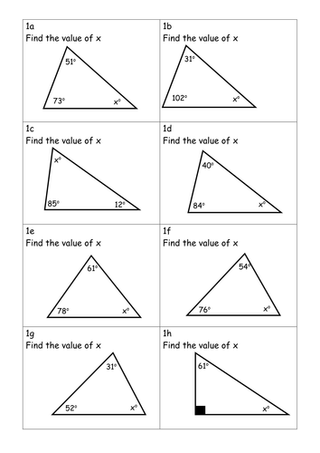 Differentiated Angles in triangles homework