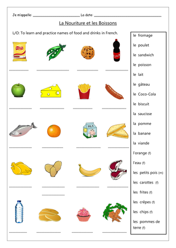 FRENCH - Food and drinks activities - Worksheets
