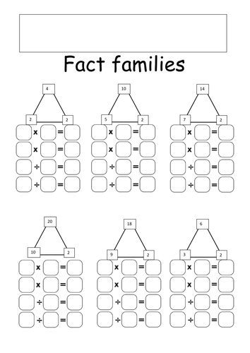 Fact Family pack 2,3,4,5,6,7,8,9,10 Multiplication and Division