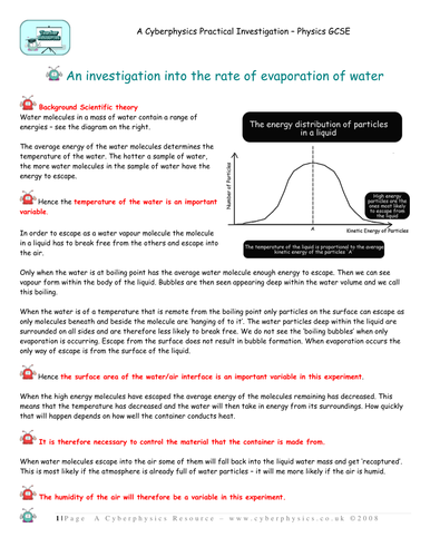 GCSE Investigation - evaporation of water
