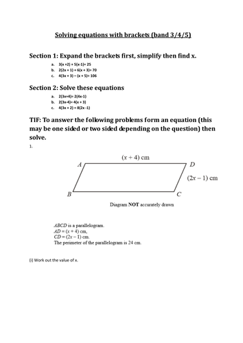 Solving two sided equations with brackets