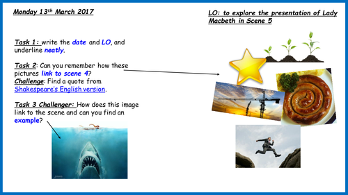 AQA 9-1 Lady Macbeth presentation Act 1 Scene 5 Low ability Year 9 (2 lessons here)