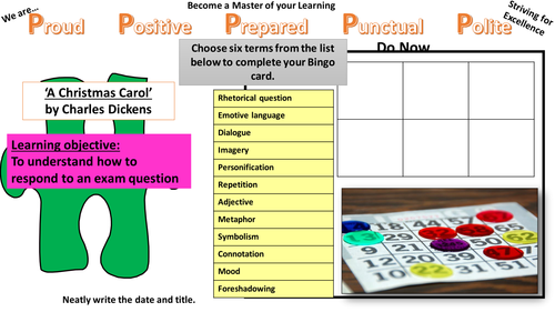 A lesson that looks at how to answer a question on  A Christmas Carol (2017 exam AQA)