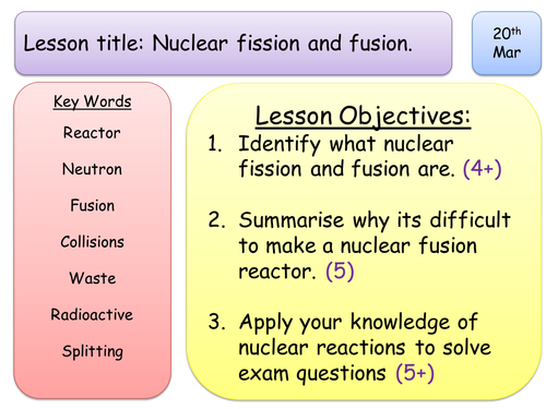 New GSCE Physics Spec - Radioactivity - Fission & Fusion - Group Work.