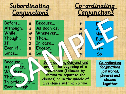 adverbs, adverbials, subordinating and co-ordinating conjunctions mat