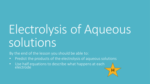 New GCSE AQA Chemistry topic Electrolysis of aqueous solutions