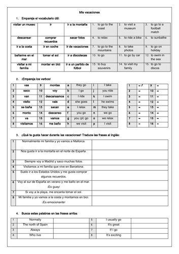 spanish holidays gcse ks3 what do you normally do on holidays opinions