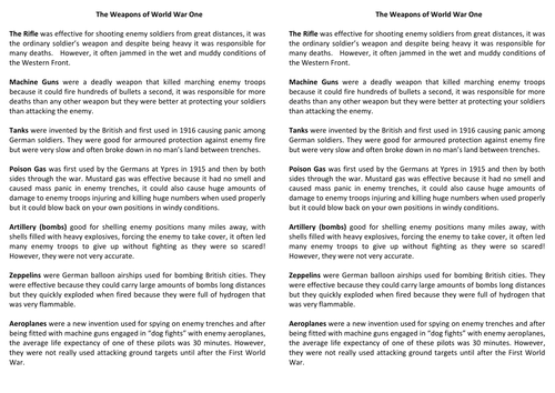 Weapons of World War One