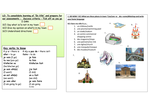 french en ville my town studio module 4 consolidation sheets whole lesson