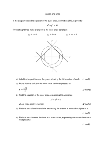 GCSE Higher exam-style circle and lines problem (updated 16/3/2017)