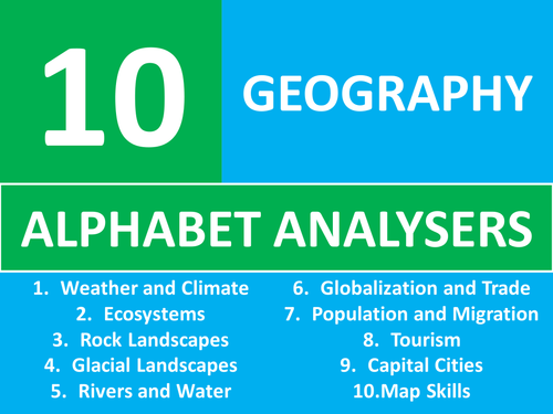10 Alphabet Brainstorm Analysers Geography Starter Activities Cover Lesson Plenary