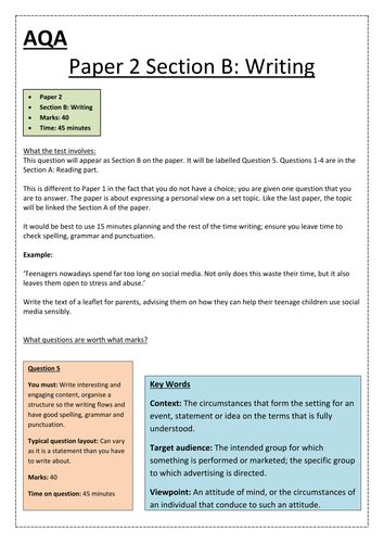 gcse english language paper 1 section b tips