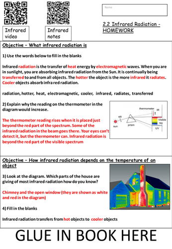 Infrared Radiation Homework | Teaching Resources