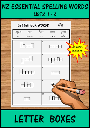 New Zealand Essential Spelling Words – ‘Letter Box’ Activity Sheets