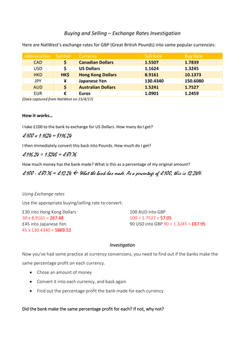 Exchange Rates & Banks' Profit Investigation Task