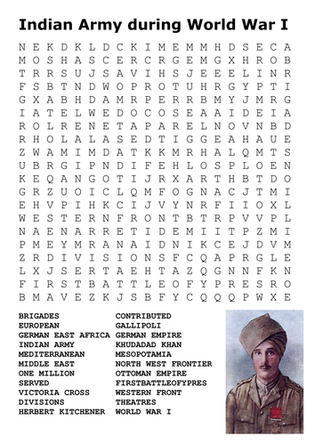 Indian Army during World War I  Word Search
