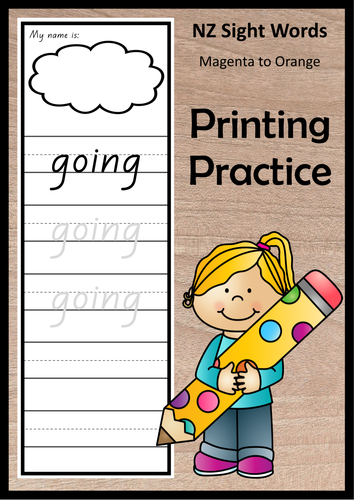 New Zealand Sight Words - Printing Practice