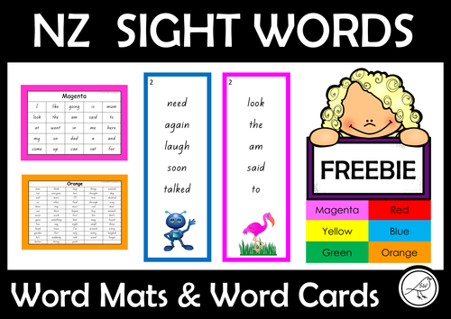 New Zealand Sight Words - FREE- word mats and word cards