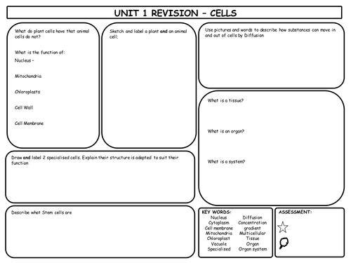 GCSE Cells Revision Mat | Teaching Resources
