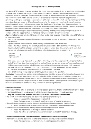 New Edexcel  12 mark coasts questions