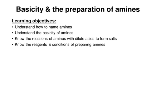 Basicity and the preparation of amines