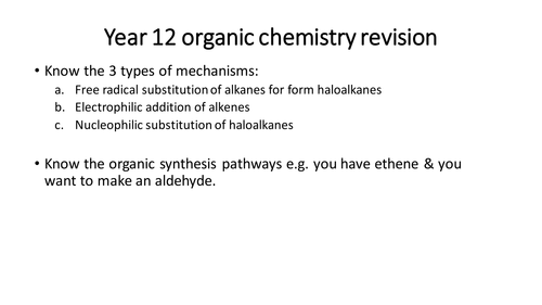 Organic chemistry mechanisms (AS)
