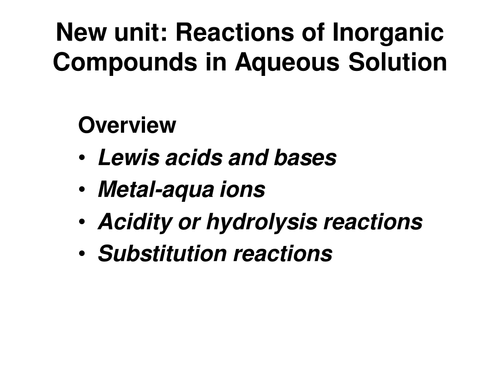 AQA Reactions of inorganic compounds in aqueous solutions